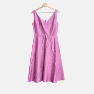 100% Silk Classic A-line Lynn Lugo Dress in Pink, Made in USA, Size Small